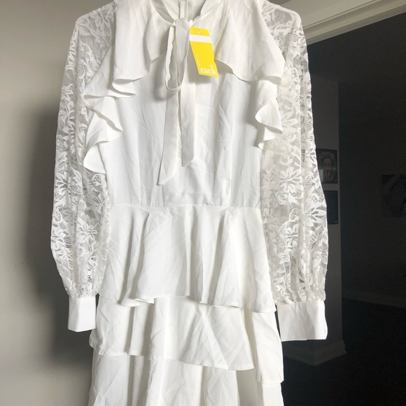 ASOS White Lace Long Sleeve Dress - Picture 5 of 7